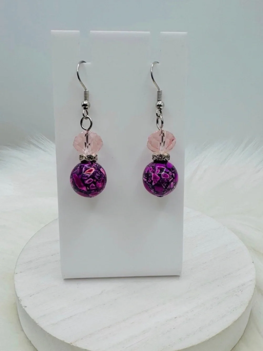Pink theme Beaded Dangling earrings